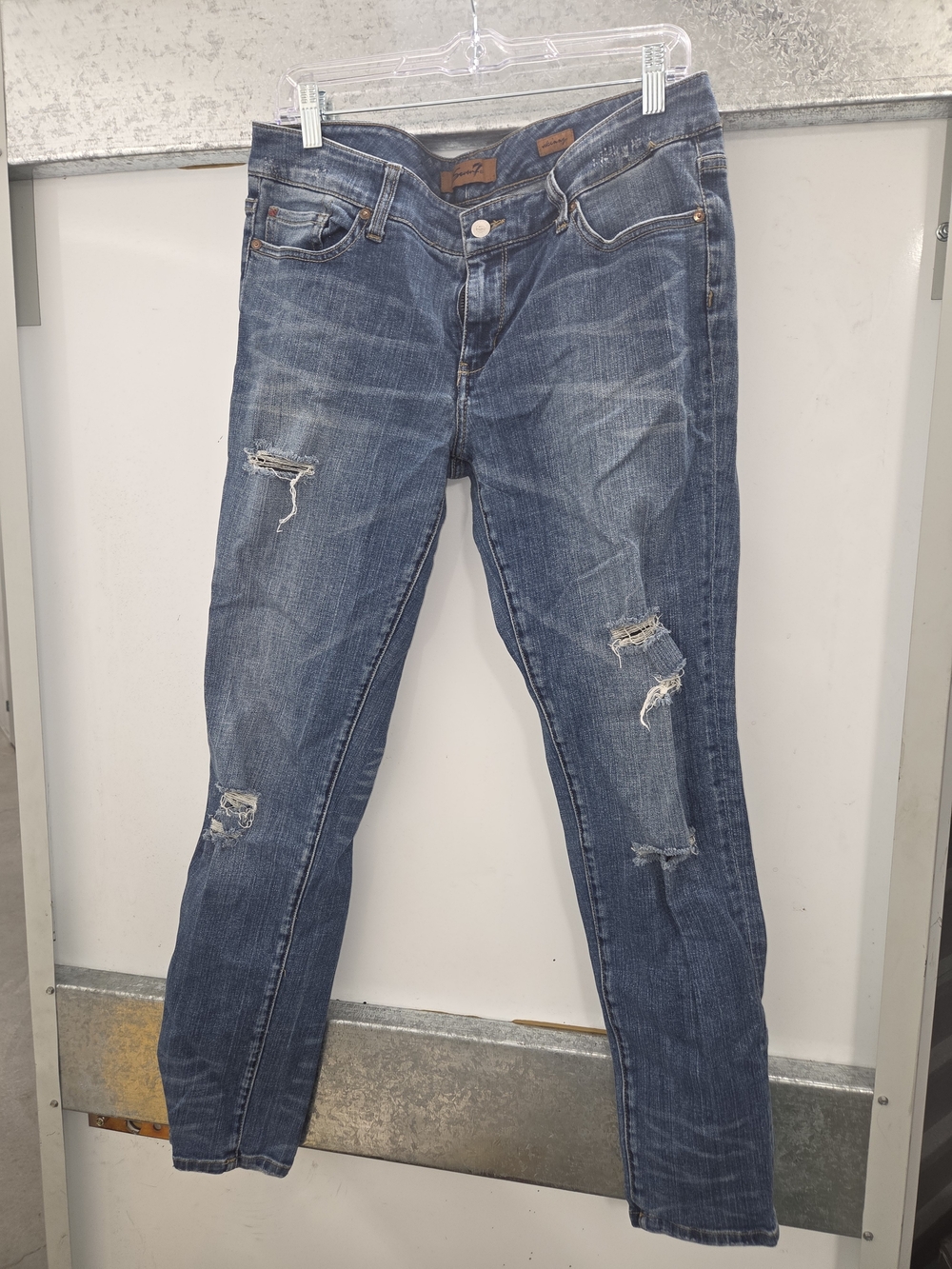 Seven7 Women's Skinny Distressed Jeans - Denim Blue